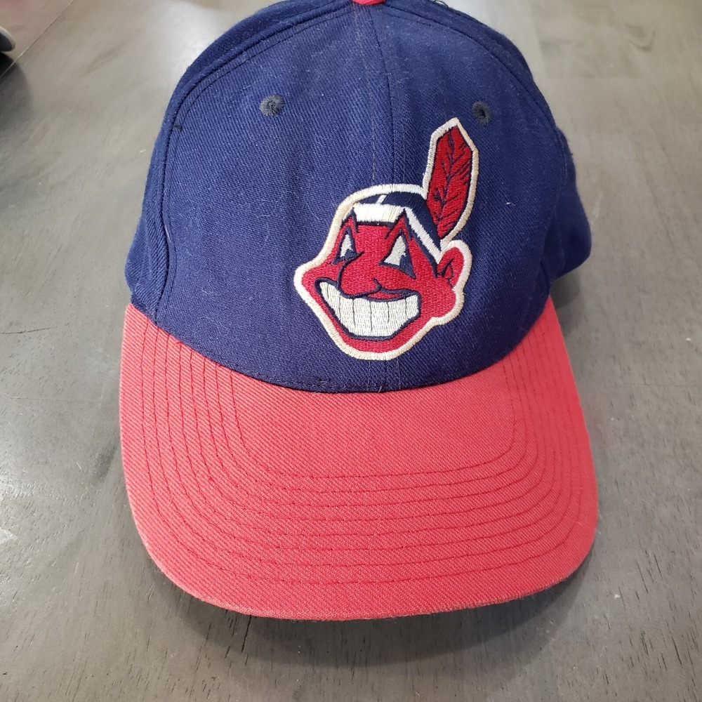 VINTAGE Cleveland Indians Hat Cap Mens Snap Back Blue Red Baseball New Era Adult